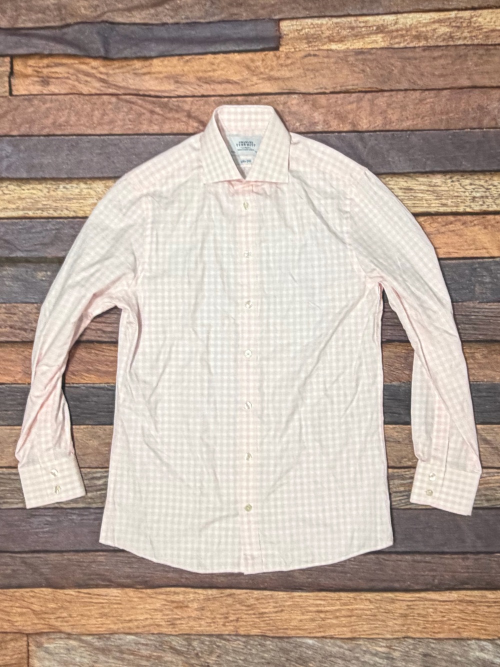 Charles Tyrwhitt Mens Slim Fit Long Sleeve Check Pink Dress Suit Shirt